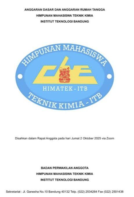 Cover page of the HIMATEK-ITB AD/ART document